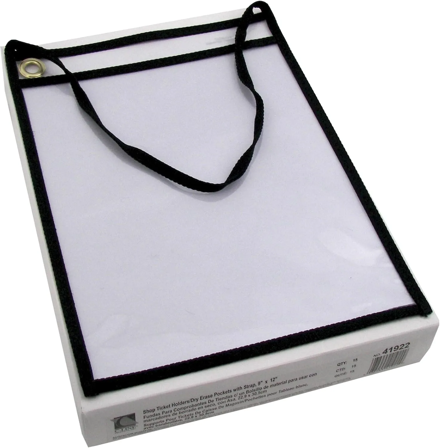 C-Line 1-Pocket Shop Ticket Holder w/Setrap, Black Stitching, 75-Sheet, 9 x 12, 15/Box