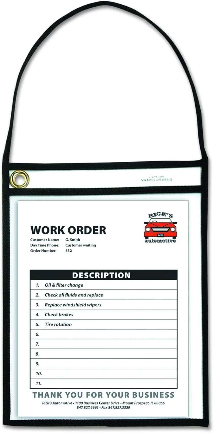 C-Line 1-Pocket Shop Ticket Holder w/Setrap, Black Stitching, 75-Sheet, 9 x 12, 15/Box