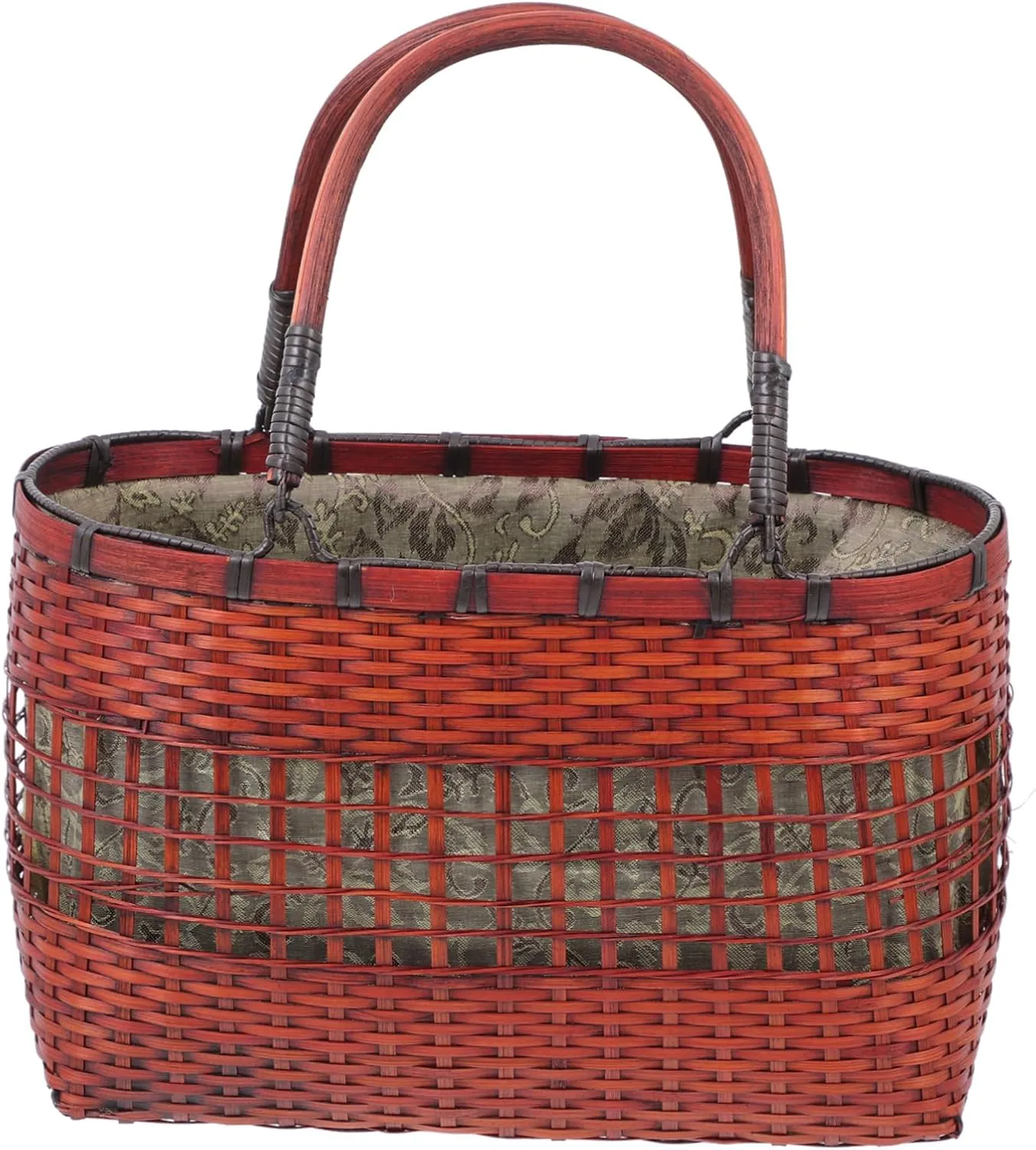 Cabilock Woven Zen Style Handbag Natural Storage Basket for Musical Instruments Books Lightweight Home Organizer with Cloth Lining Decorative Flower Basket for Fruits Snacks