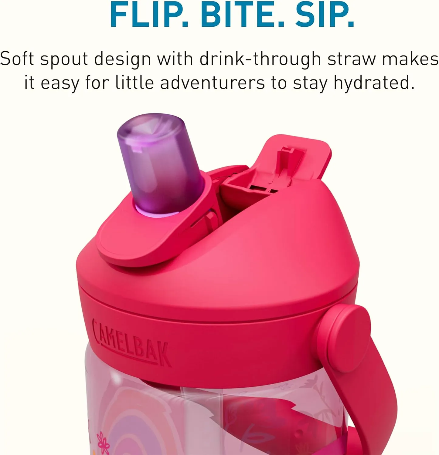 CamelBak Thrive Flip Straw Kids Bite Valve Tritan Renew Water Bottle 14oz
