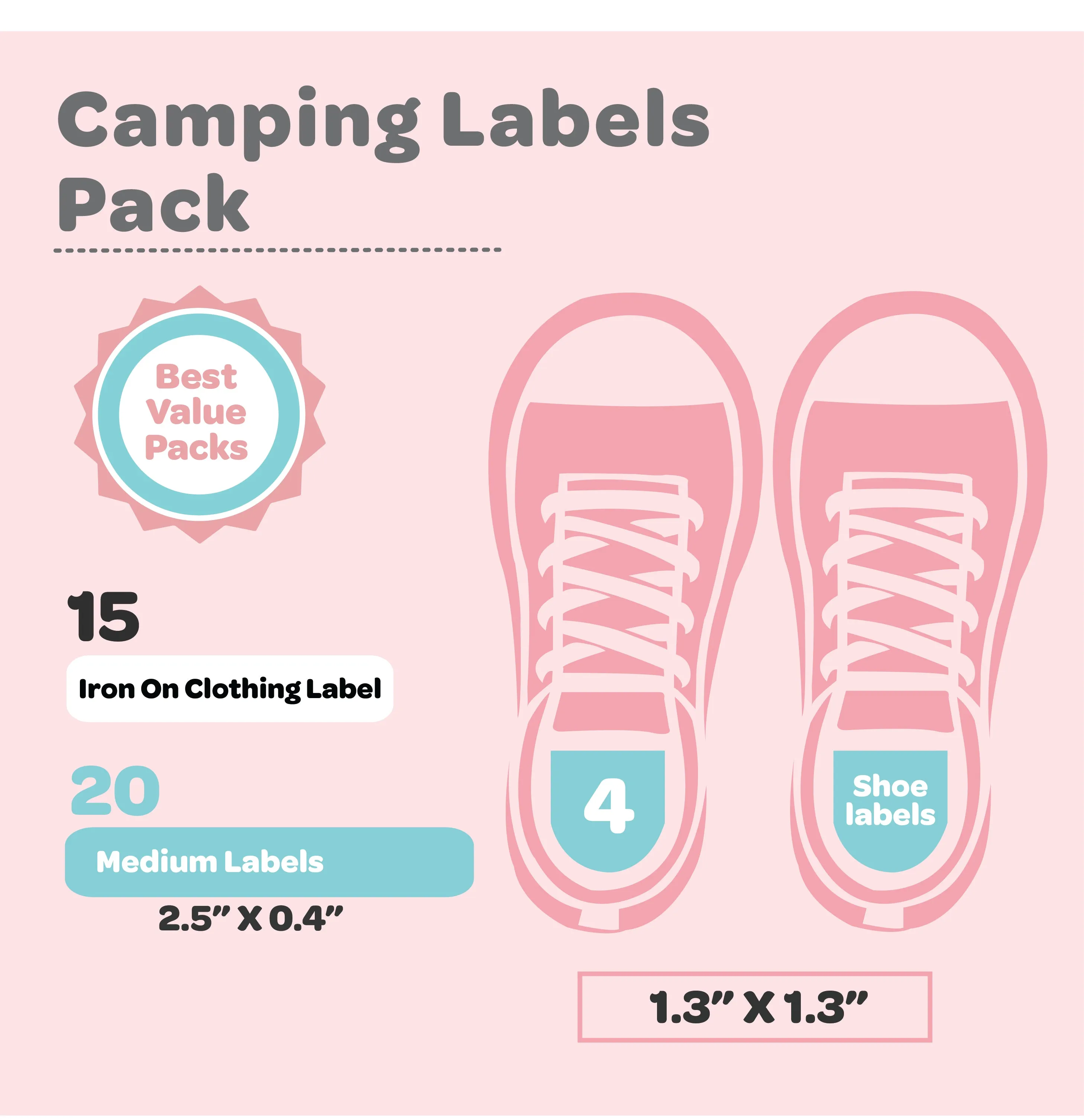 Camping Labels Value Pack | Pink Confetti