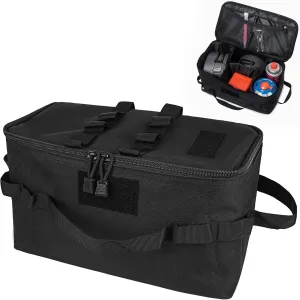 Camping Storage Bags, Utility Tote Bag for Campings Cookware Organizer, Trunk Organizer with Shoulder Strap,Outdoor Garden Tool Bag for Camping, Travel, Picnic, Garage Trunk (Black)