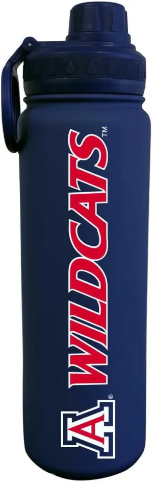 Campus Colors NCAA Stainless Steel Water Bottle - Twist on cap - 24 oz - Carry Clip - Keeps Your Drinks Hot or Cold for Hours (Arizona Wildcats - Navy)