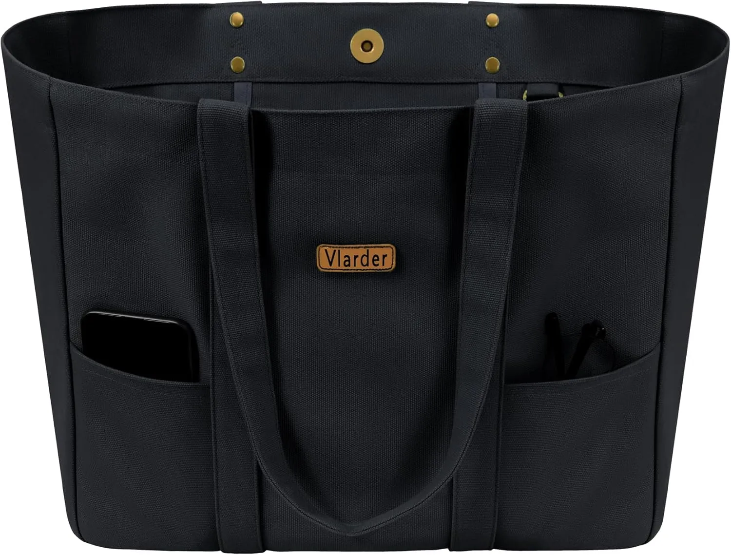 Canvas Tote Bag for Women, Large Canvas Tote Bag with 2 Front Pockets Laptop Compartment, Work, Beach, Gym Essentials