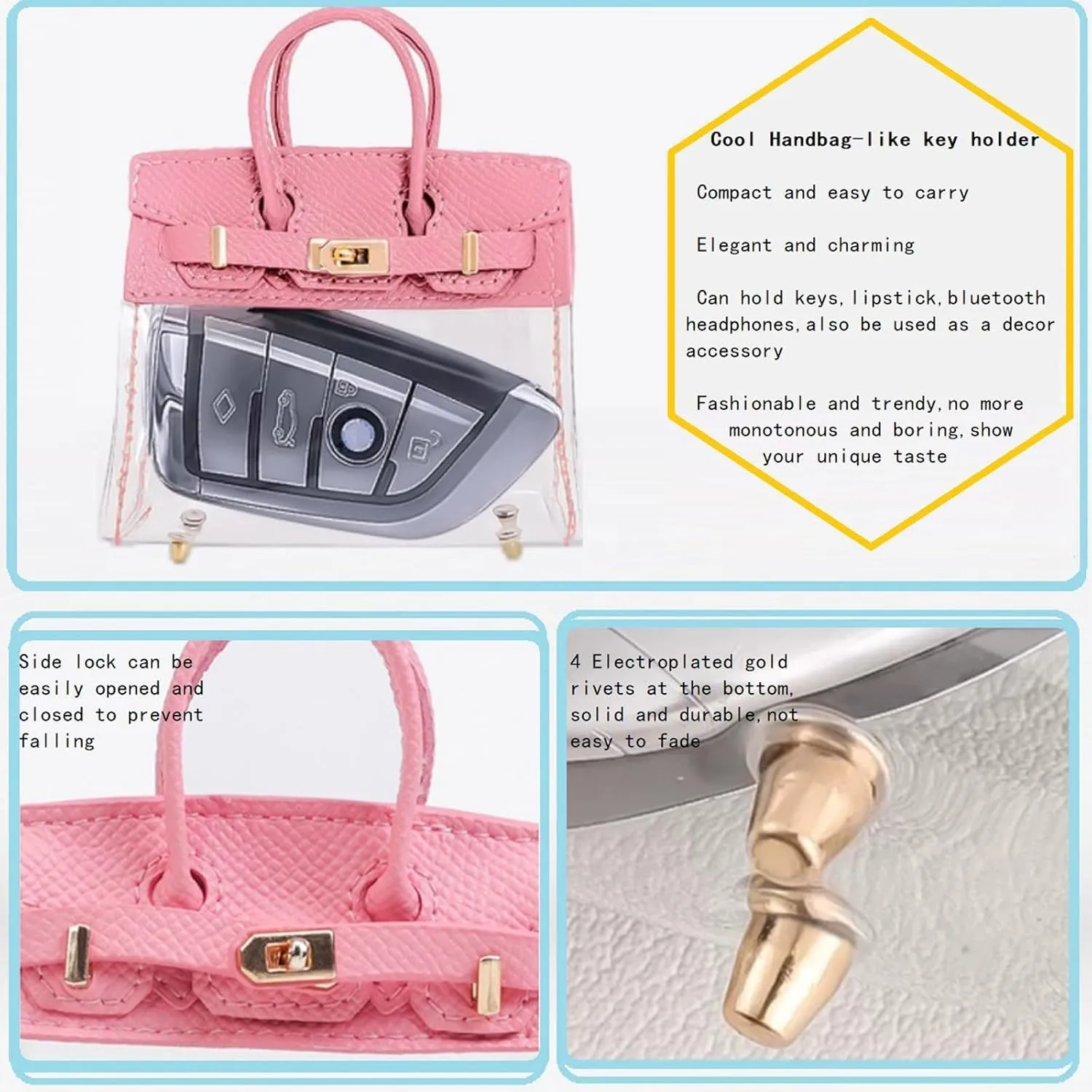Car Keychain Bags Cute and Exquisite Women Keychains Elegant Women Handbag-Like Car Key Fob Case Small Wallets Universal Car Key Case Wallet Lipstick Bag Car Decor Keychain Accessories