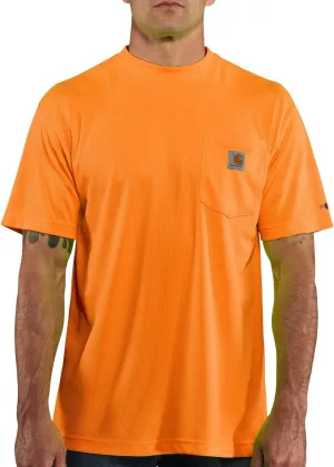 Carhartt Men's High-Visibility Force Relaxed Fit Lightweight Color Enhanced Short-Sleeve Pocket T-Shirt , Brite Orange, Small