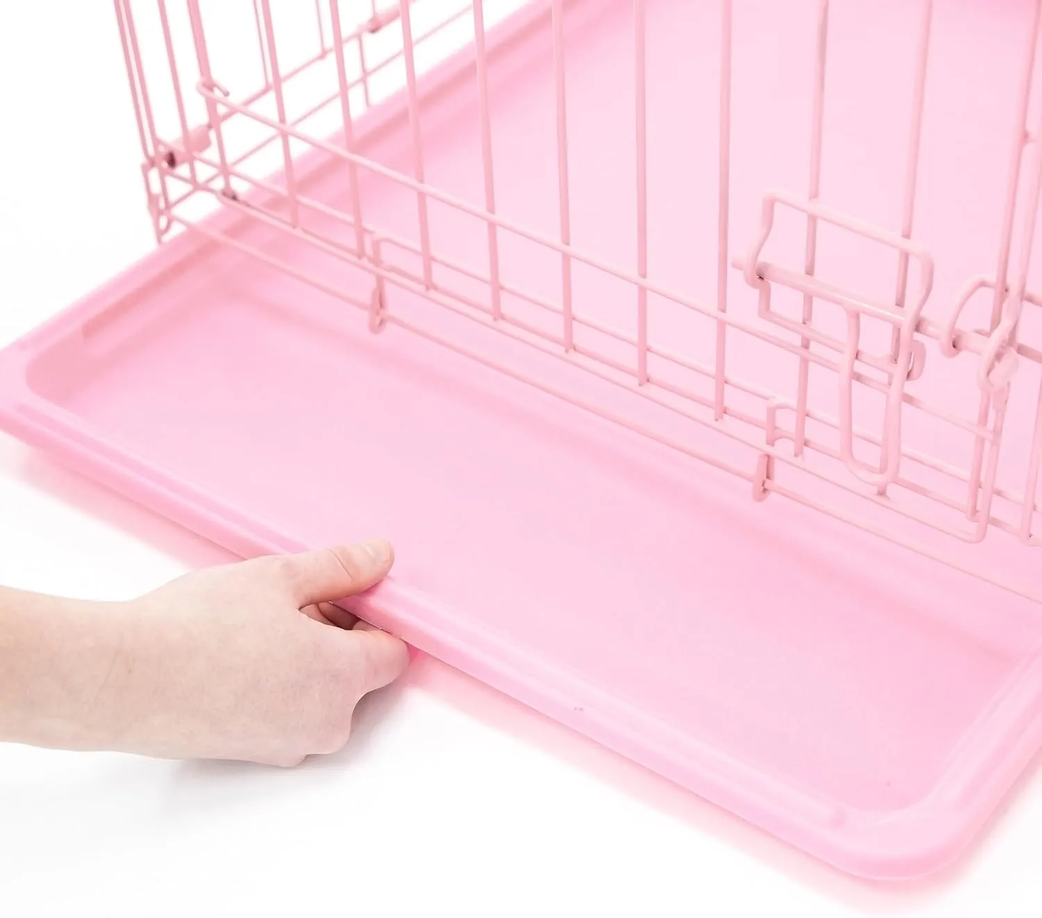 Carlson Pink Secure and Compact Single Door Metal Dog Crate, Small