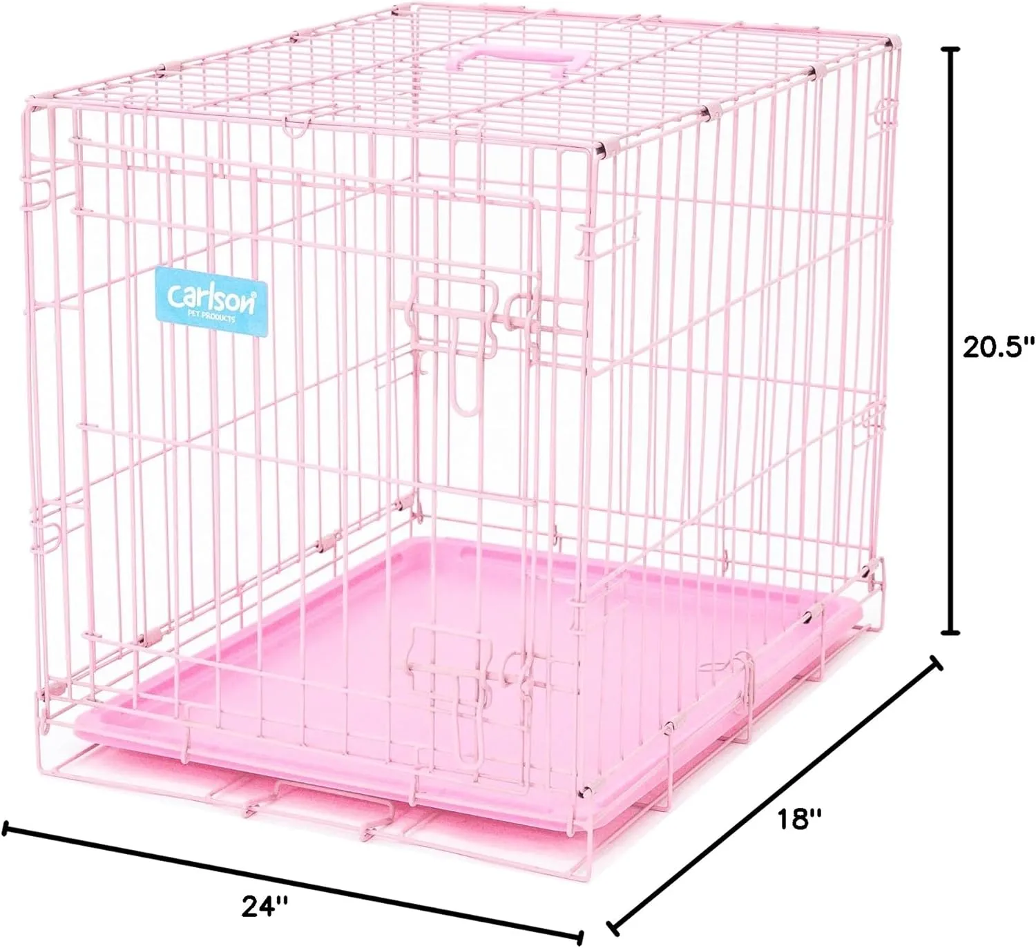Carlson Pink Secure and Compact Single Door Metal Dog Crate, Small