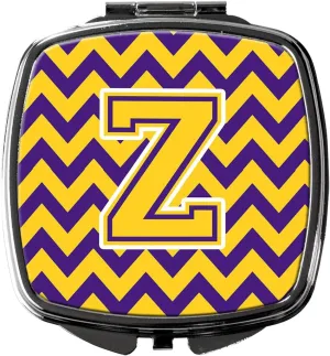 Caroline's Treasures CJ1041-ZSCM Letter Z Chevron Purple and Gold Compact Mirror Decorative Travel Makeup Mirror for Women Girls Gifts Pocket Makeup Mirror Folding Handheld