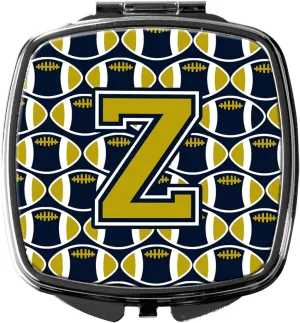 Caroline's Treasures CJ1074-ZSCM Letter Z Football Blue and Gold Compact Mirror Decorative Travel Makeup Mirror for Women Girls Gifts Pocket Makeup Mirror Folding Handheld