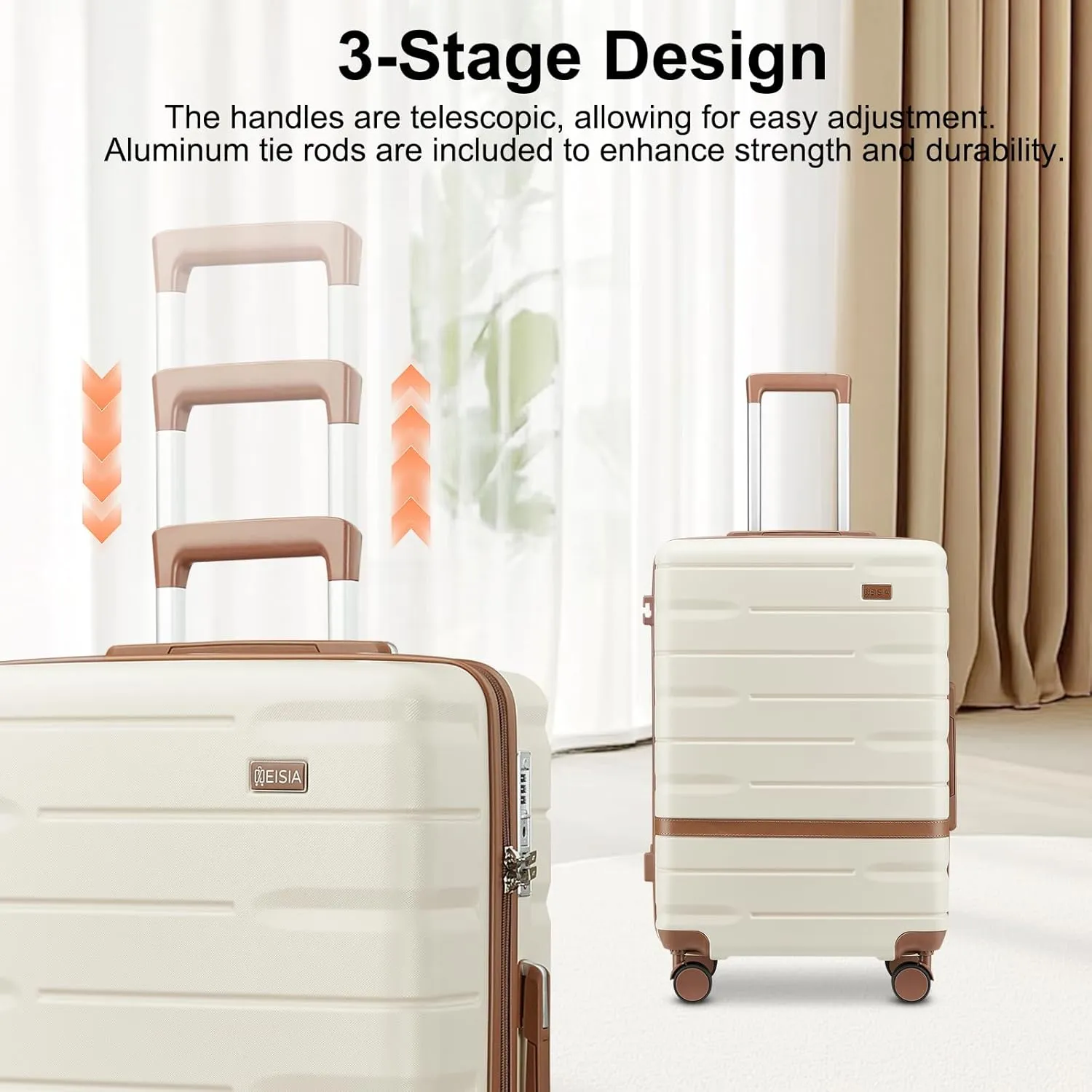 Carry On Luggage Set 22x14x9 Airline Approved， Expandable Hard Shell Suitcase with Spinner Wheels TSA Lock，3 Piece Lightweight Travel Luggage (Black)
