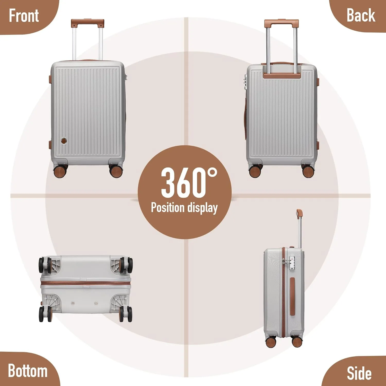 Carry on Luggage with Spinner Wheels, 22x14x9 Airline Approved Carry-on Suitcase, Small Hardside Luggage with TSA Lock,Hard Shell Suitcase,Hard Case for Travel (Silvery, 20-Inch)