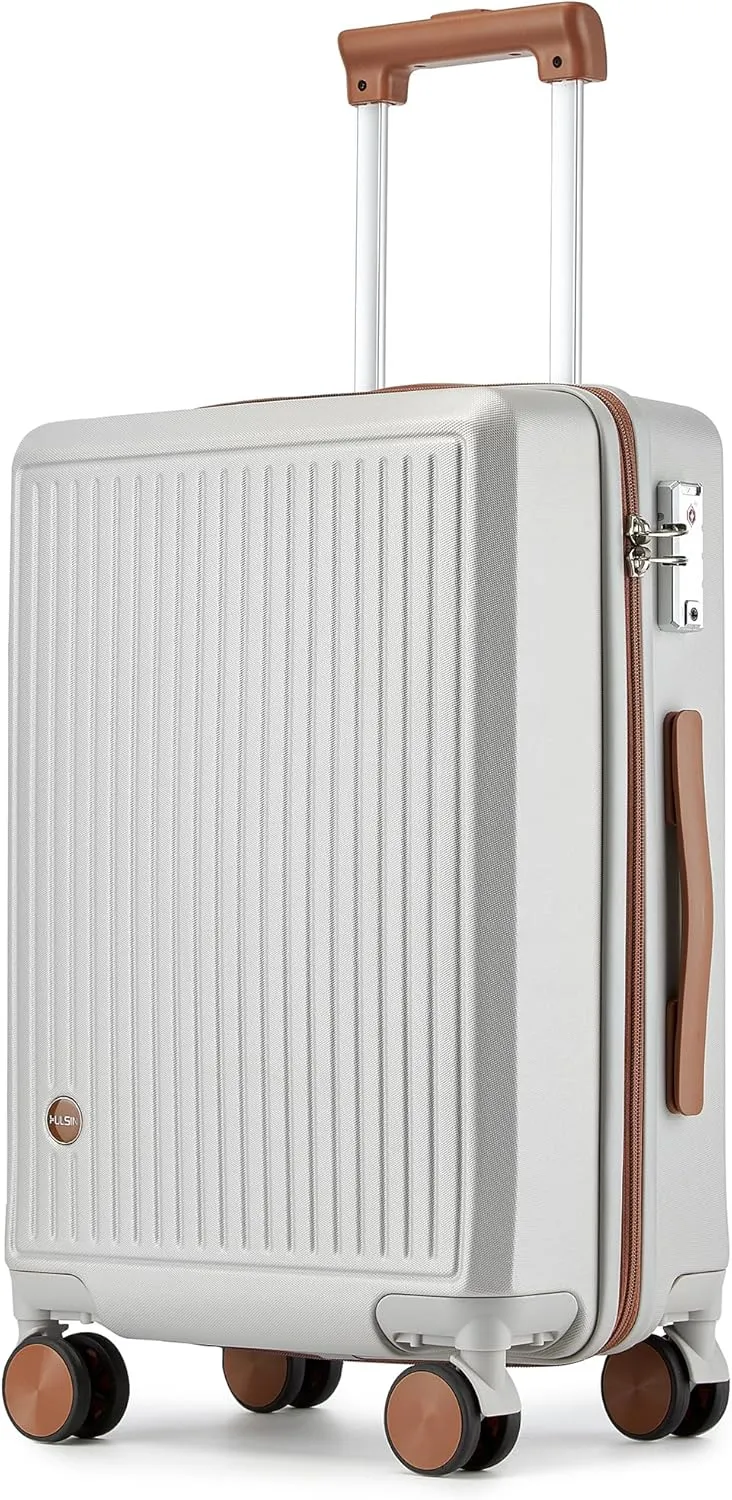 Carry on Luggage with Spinner Wheels, 22x14x9 Airline Approved Carry-on Suitcase, Small Hardside Luggage with TSA Lock,Hard Shell Suitcase,Hard Case for Travel (Silvery, 20-Inch)