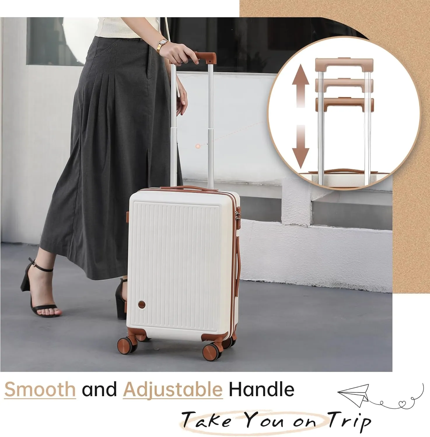 Carry on Luggage with Spinner Wheels, 22x14x9 Airline Approved Carry-on Suitcase, Small Hardside Luggage with TSA Lock,Hard Shell Suitcase,Hard Case for Travel (Silvery, 20-Inch)