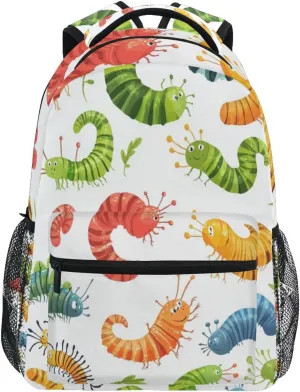 Cartoon Colorful Caterpillars Boys Girls Kids School Backpacks Bookbag, School Bag Travel Backpack Daypack