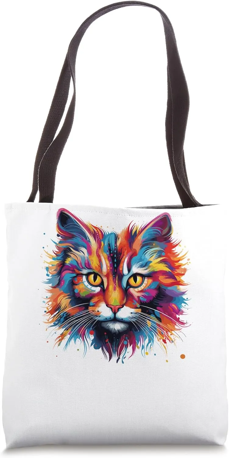 CAT Colorful Psy Crazy Love Rave Trance Abstract Tote Bag