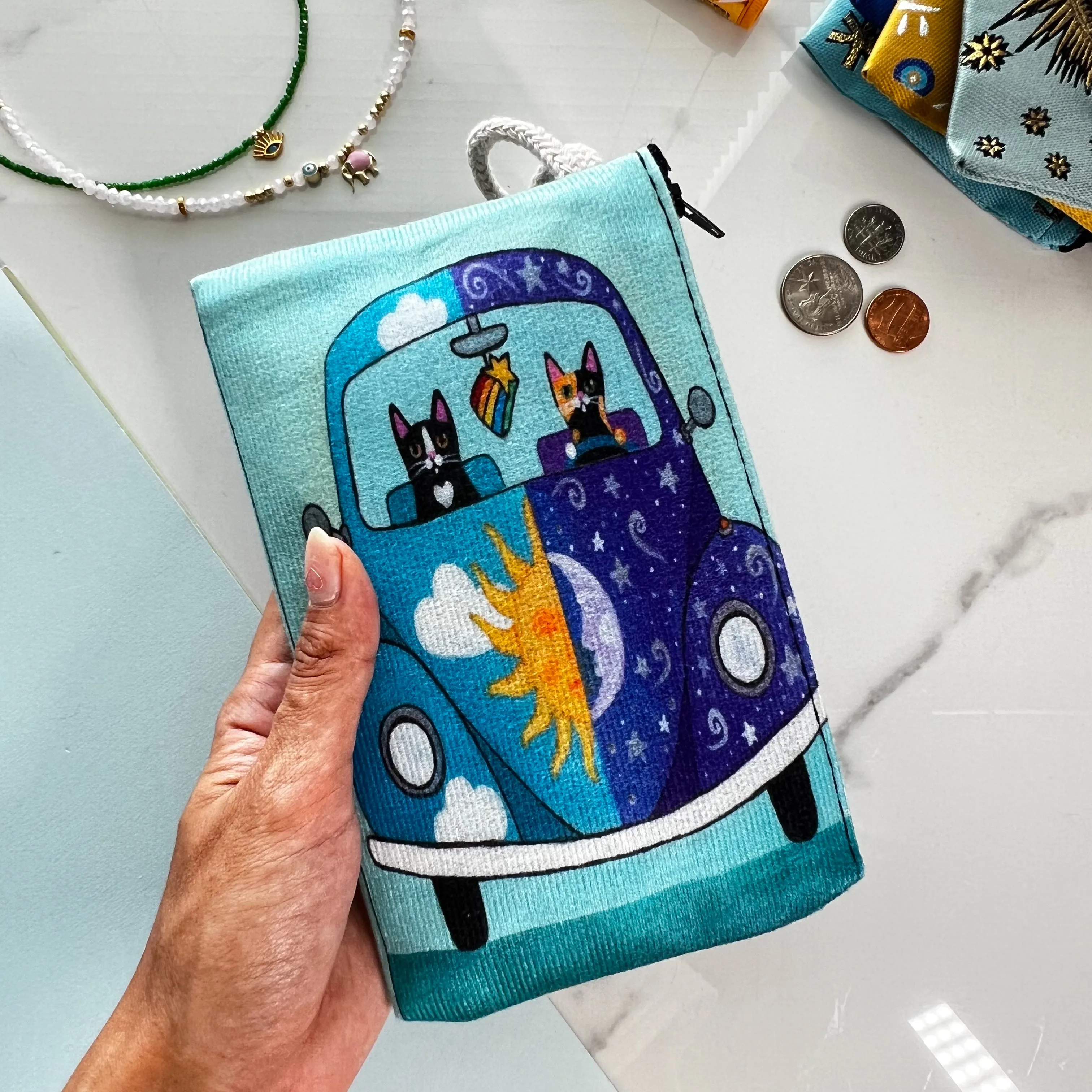 Cat Design Coin Purse, Zipper Pouch, Cute Gift for Women