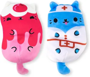 Cats vs Pickles: Pawberry Purr-fait & Nurse Cat 2-Pack - 4" Squishy Bean Plush Toy - Fidget & Sensory Fun for Kids!