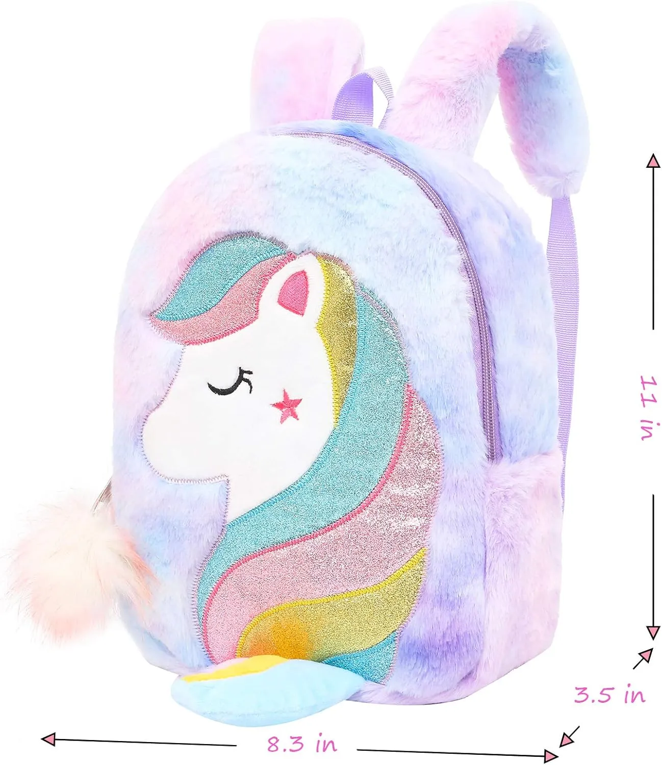 CBOALOGR Cute Plush Unicorn Toddler Small Backpack Little Plush Bookbag for Girls 3 to 6 years old