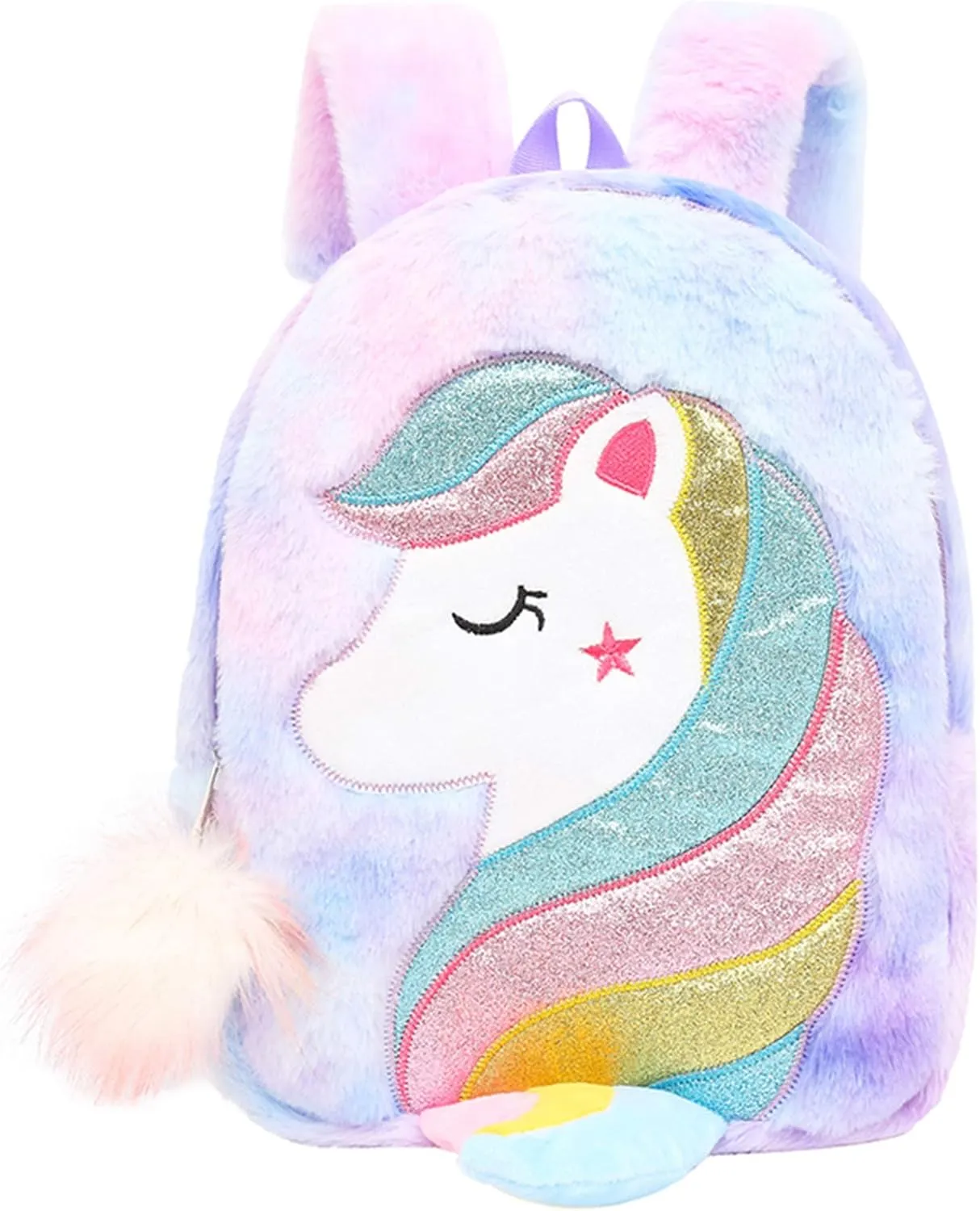 CBOALOGR Cute Plush Unicorn Toddler Small Backpack Little Plush Bookbag for Girls 3 to 6 years old