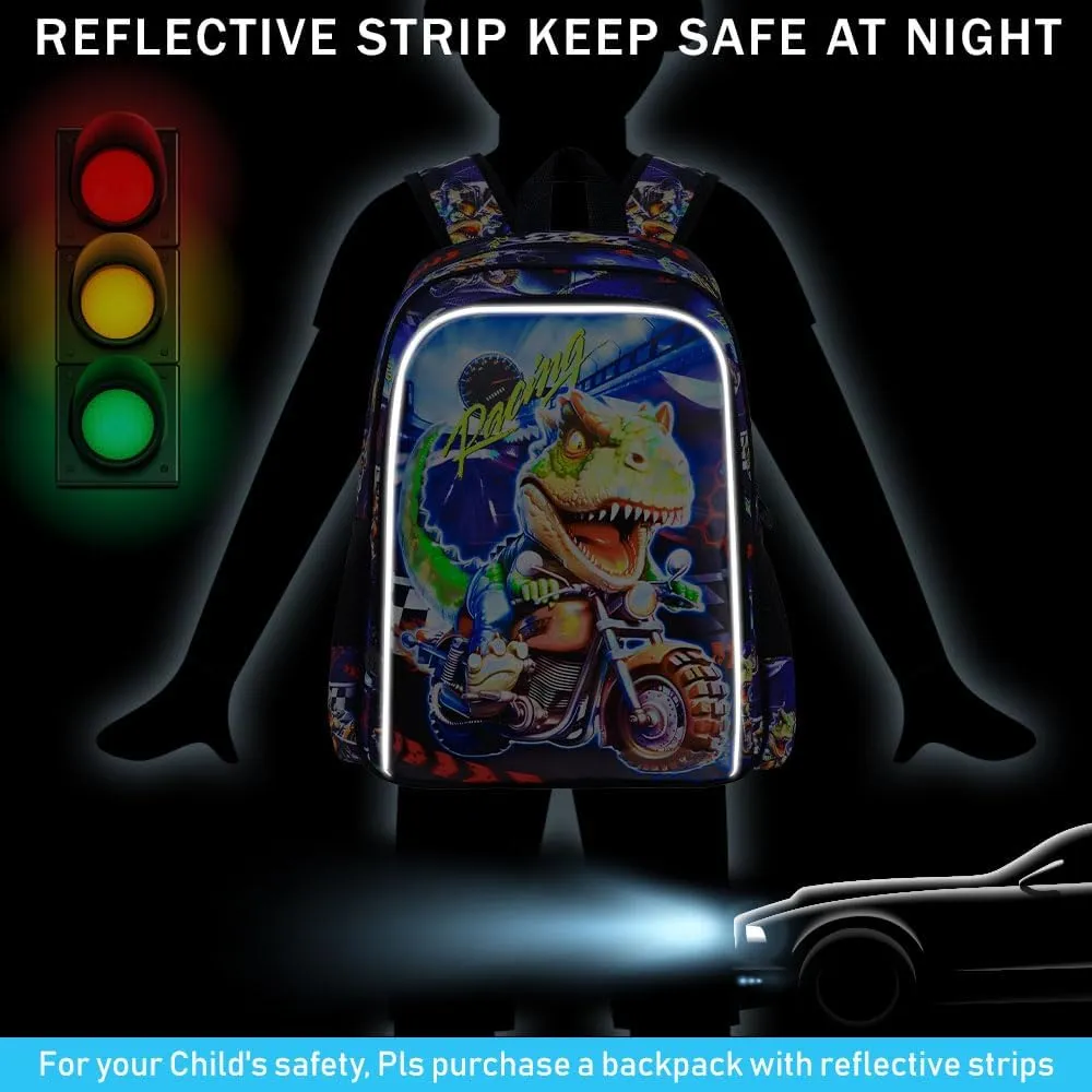 CCJPX 3PCS Dinosaur Backpack for Boys, 16 Inch Kids Water Resistant Preschool Bookbags with Lunch Box, Cool Elementary School Bag for Kindergarten Toddler