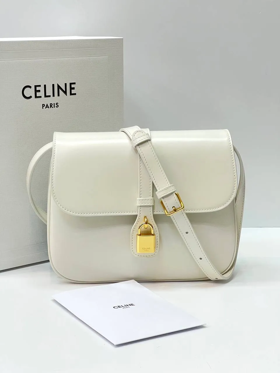 CELINE MEDIUM TABOU IN SMOOTH White Calfskin