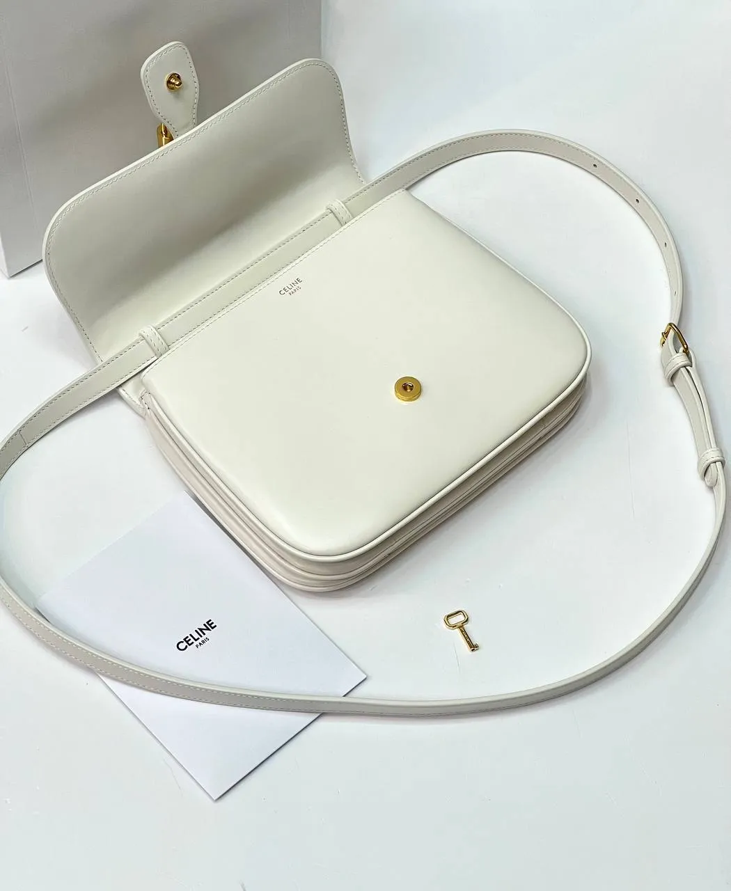CELINE MEDIUM TABOU IN SMOOTH White Calfskin