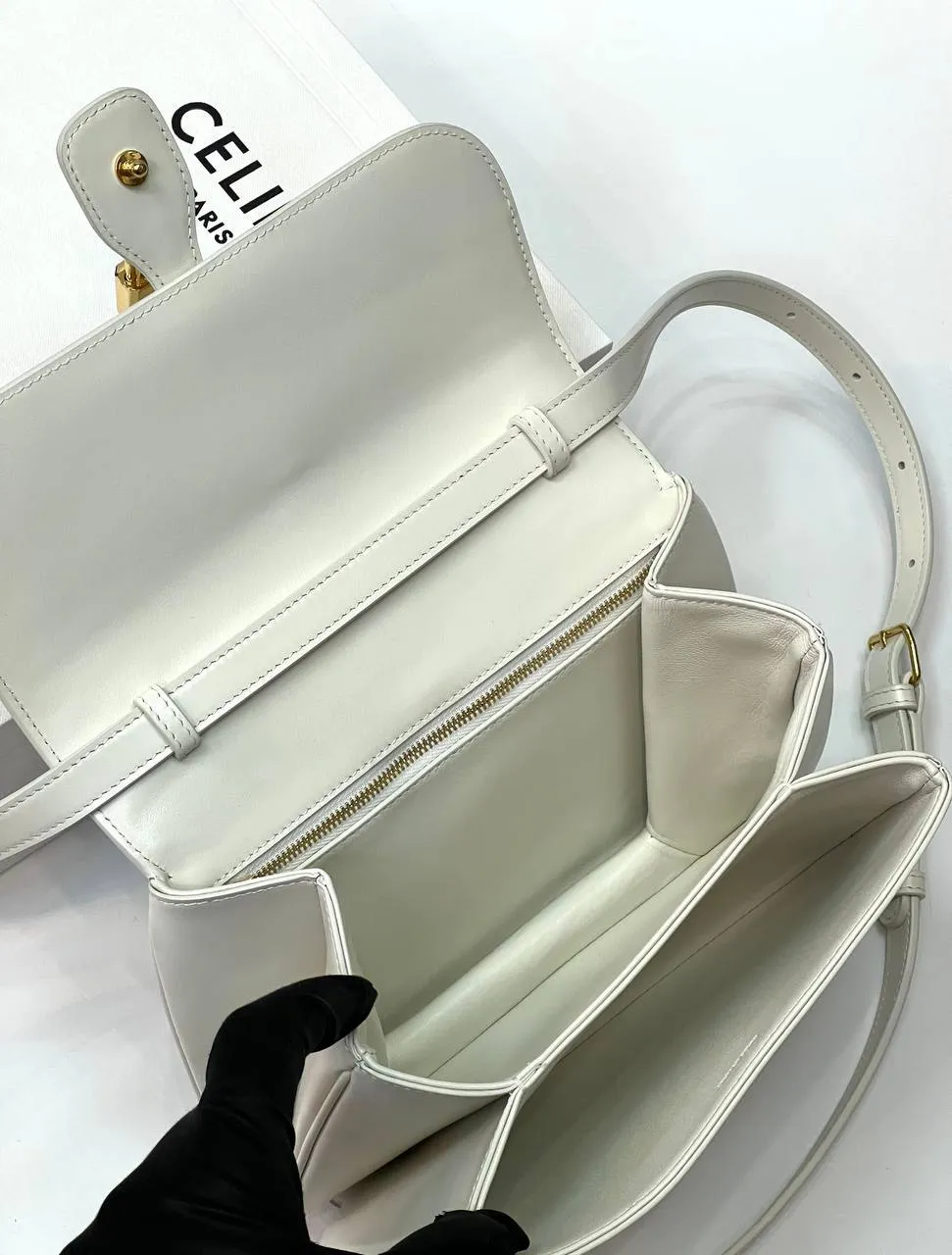 CELINE MEDIUM TABOU IN SMOOTH White Calfskin