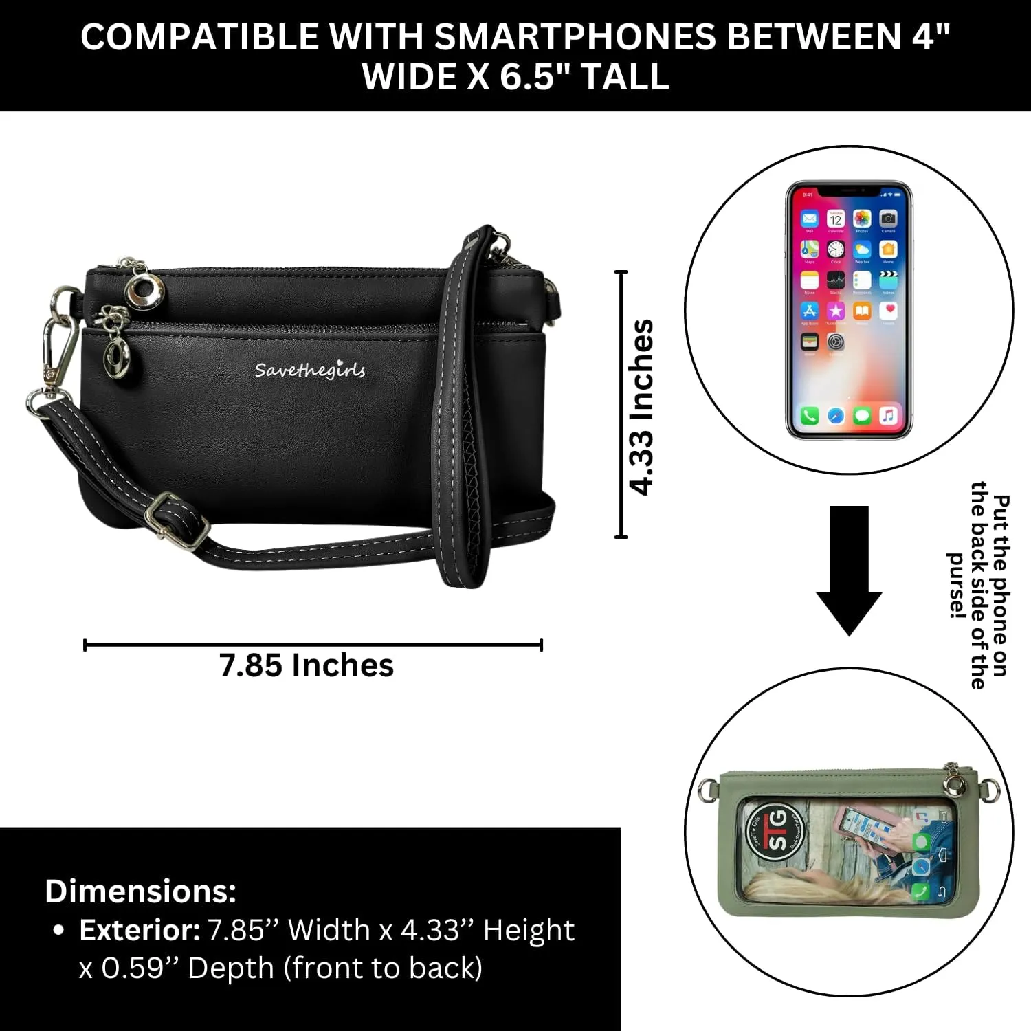 Cell Phone Purse - Touch Screen Women’s Crossbody Bag - Clutch Purses for Women (Bella)