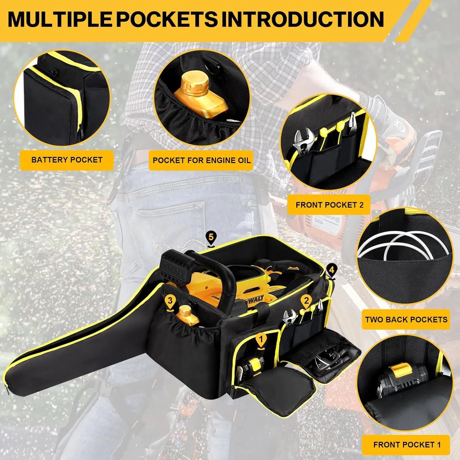Chainsaw Carrying Case, Chainsaw Storage Bag Compatible with Stihl, Husqvarna, DEWALT, EGO, & Greenworks 10 & 12 Inch Cordless Chainsaws & All Accessories