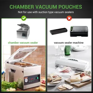 Chamber Vacuum Sealer Bags 260 Quart size 8" x 12", Pint Size 6" x 10" For Vacuum Chamber Bags Pre-Cut Chamber Vacuum Bags- BPA-Free -Heavy Duty Chamber Machine Pouches
