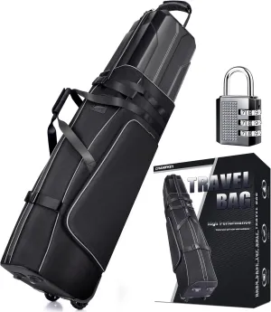 CHAMPKEY High Performance Hard Shell Top Golf Travel Bag - Oversized Wheels Golf Travel Cover - Come with Password Locker Golf Bag