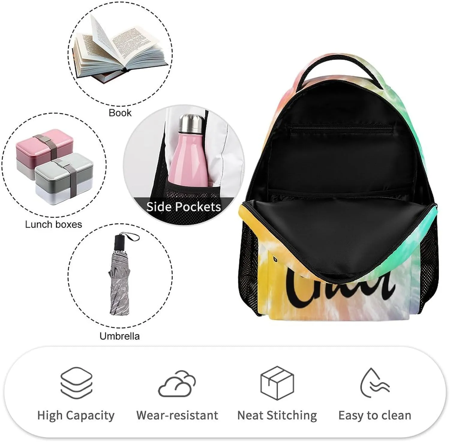Cheerleading Backpack for Kids Girls Boys School, 16 Inches Cute Cheer Theme Bookbag, Adjustable, Lightweight, Large Capacity, Colorful Daily Casual Backpacks