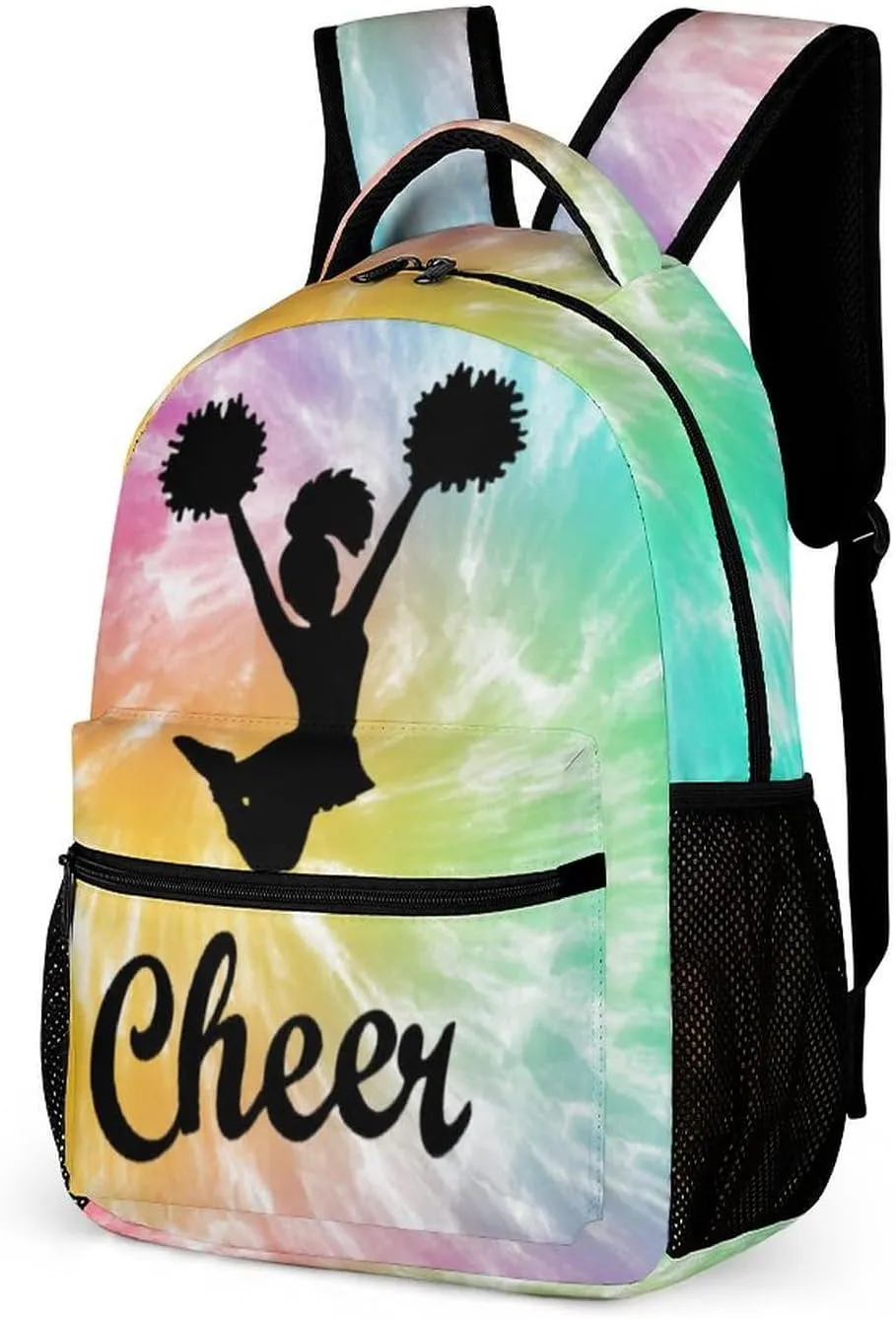 Cheerleading Backpack for Kids Girls Boys School, 16 Inches Cute Cheer Theme Bookbag, Adjustable, Lightweight, Large Capacity, Colorful Daily Casual Backpacks
