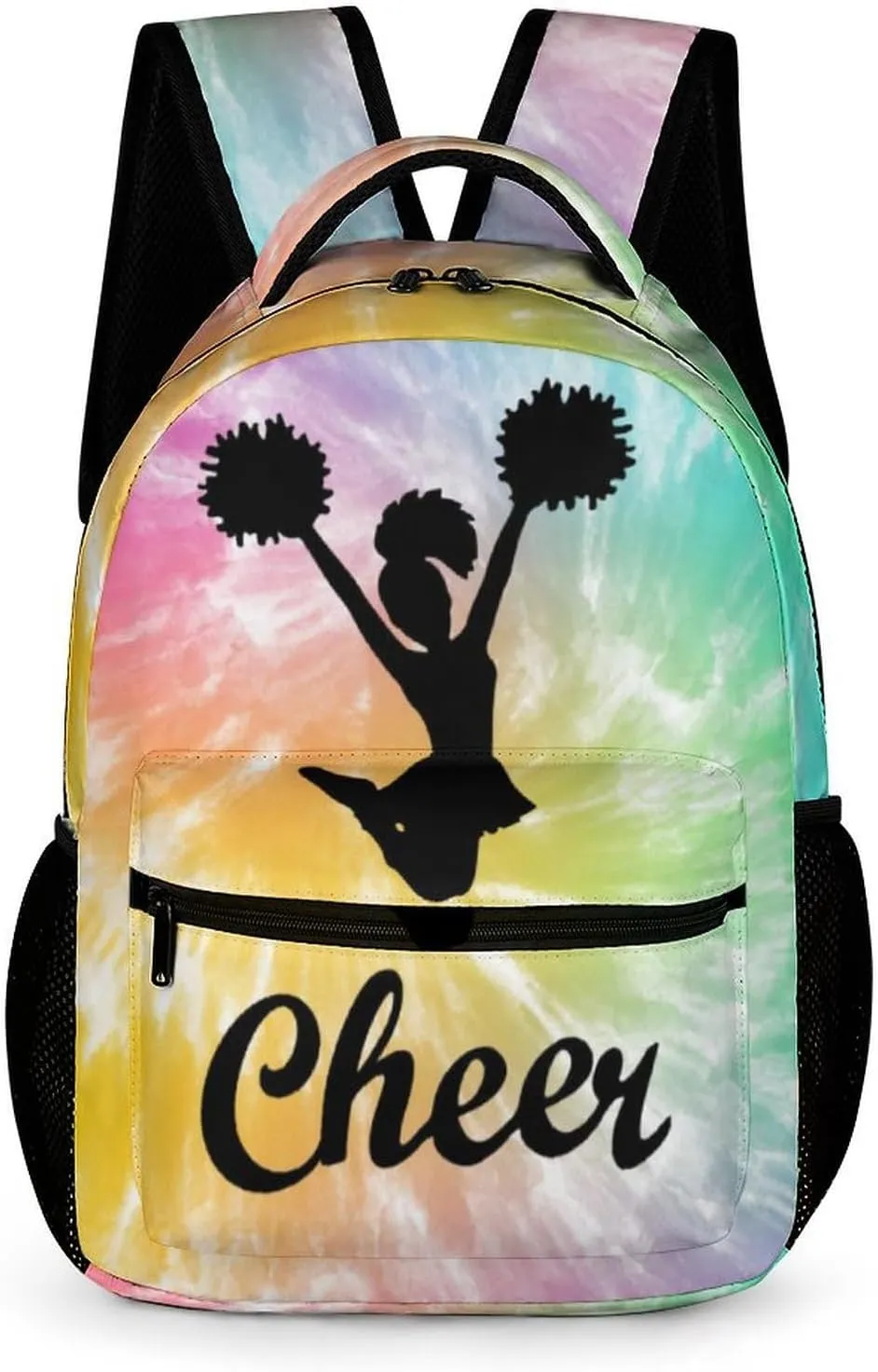 Cheerleading Backpack for Kids Girls Boys School, 16 Inches Cute Cheer Theme Bookbag, Adjustable, Lightweight, Large Capacity, Colorful Daily Casual Backpacks