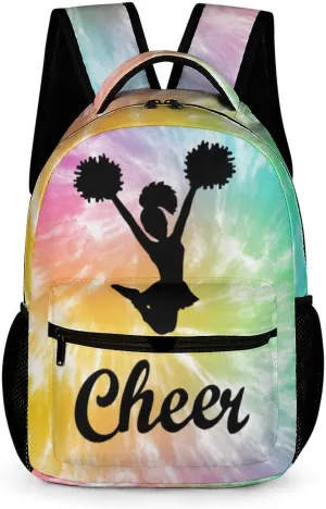 Cheerleading Backpack for Kids Girls Boys School, 16 Inches Cute Cheer Theme Bookbag, Adjustable, Lightweight, Large Capacity, Colorful Daily Casual Backpacks