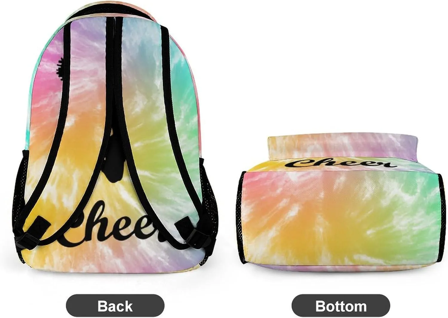 Cheerleading Backpack for Kids Girls Boys School, 16 Inches Cute Cheer Theme Bookbag, Adjustable, Lightweight, Large Capacity, Colorful Daily Casual Backpacks