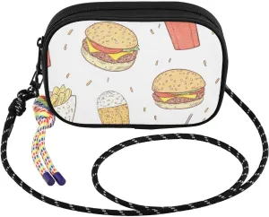 Cheese Burger Soda Crossbody Bags for Women Cell Phone Purses Women's Shoulder Handbag Wallet Purse with Rope Pendant