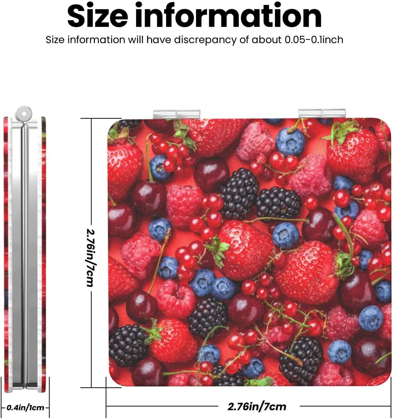 Cherry Strawberry Blueberry Women Small Makeup Mirror Portable Pocket Cosmetic Mirror for Travel