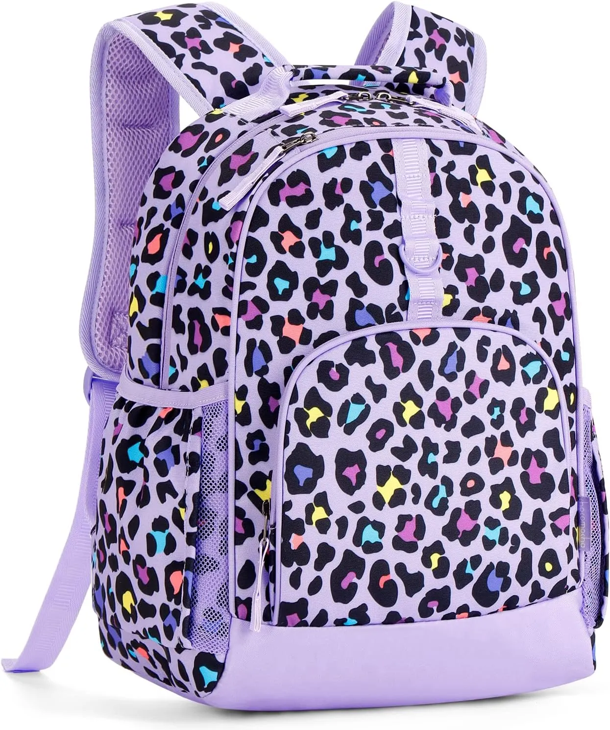 Choco Mocha Leopard Backpack for Girls, Kindergarten Backpack for Girls Ages 4-6, Kids Preschool Bookbag Girl 15 inch, Purple