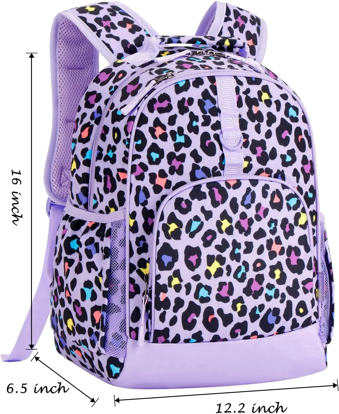 Choco Mocha Leopard Backpack for Girls, Kindergarten Backpack for Girls Ages 4-6, Kids Preschool Bookbag Girl 15 inch, Purple