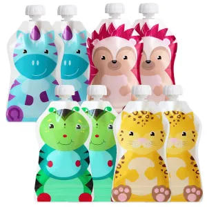 ChooMee Reusable Baby Food Pouches | BPA Free | Fill with Baby Food Applesauce Yogurt and Purees | Leakproof Double Lock Zipper, Easy Fill and Clean Wide Bottom | 5 oz | 8 pack, SnakPack FreshSquad