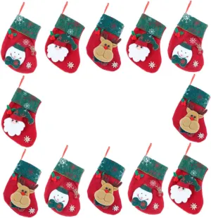 Ciieeo 12Pcs Christmas Stocking Bag Red Green Pouches for Candy Decorations for Parties and Festive Atmosphere