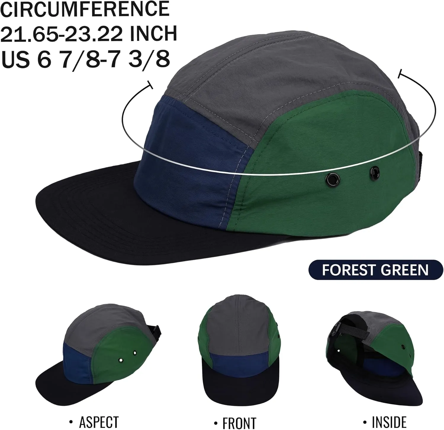 CLAPE 5 Panel Hat for Men, Curved Brim UPF50  Sun Hats Quick Dry Outdoor Sports Running Hat Baseball Cap