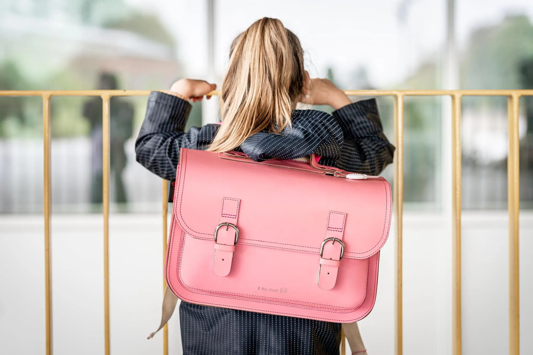 Classic Pink Leather School Bag. by Own stuff
