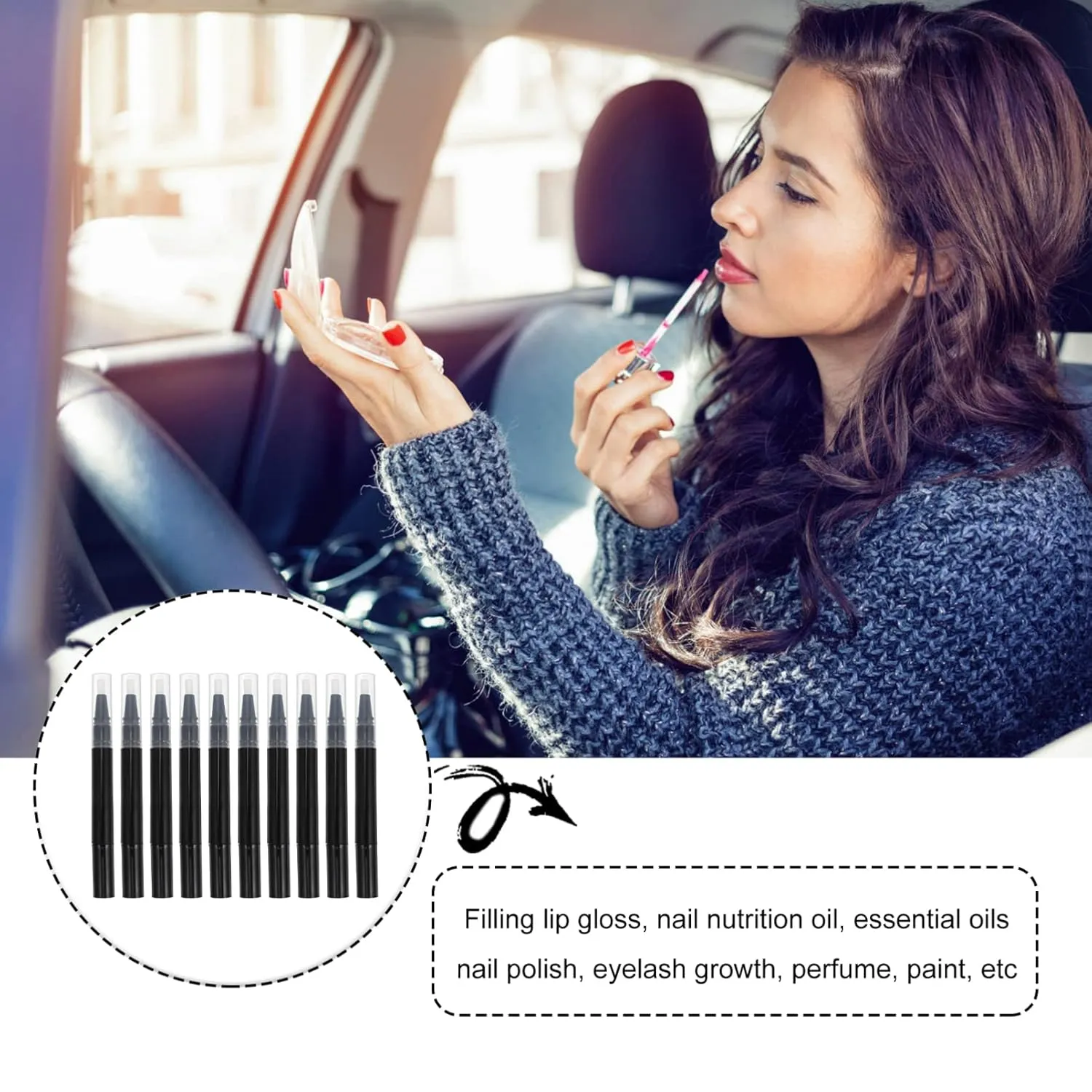 Clear Gloss Lip Gloss 10pcs Transparent Pens Empty Nail Oil Pen Brush Cosmetic Lip Gloss Container Applicator Eyelash Growth Liquid Tube for Beauty Supplies 3ml Color 5 Eyelash Container