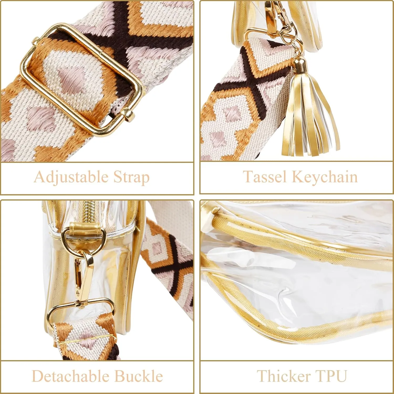 Clear Purses for Women - Crossbody Small Bag, Stadium Approved, Sport Concerts