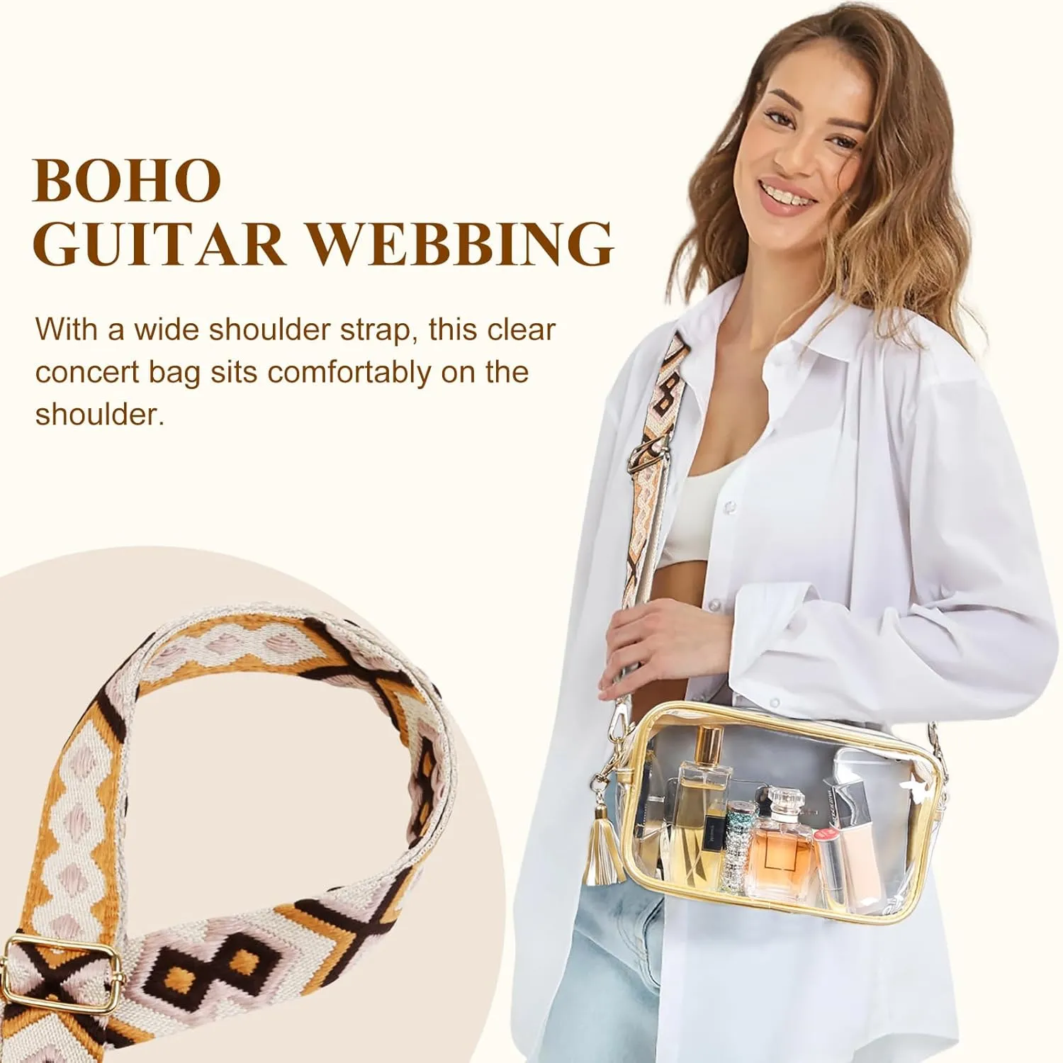 Clear Purses for Women - Crossbody Small Bag, Stadium Approved, Sport Concerts