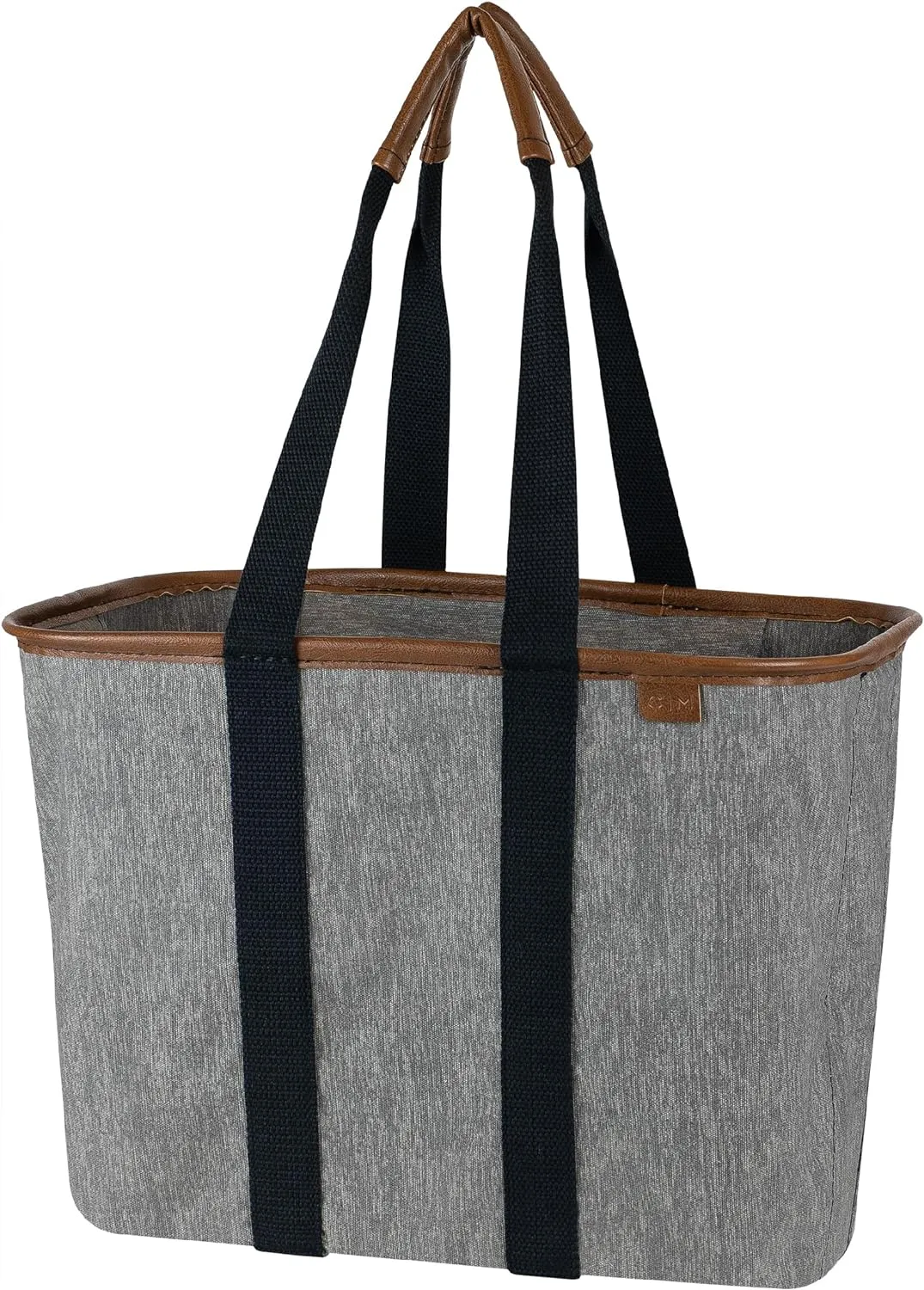 CleverMade Collapsible LUXE Tote - Grey Black 1 Pack 20L / 5 Gal- Reusable Utility Grocery Shopping Storage Bag Organizer w/ Handles Reinforced Bottom