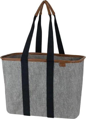 CleverMade Collapsible LUXE Tote - Grey Black 1 Pack 20L / 5 Gal- Reusable Utility Grocery Shopping Storage Bag Organizer w/ Handles Reinforced Bottom